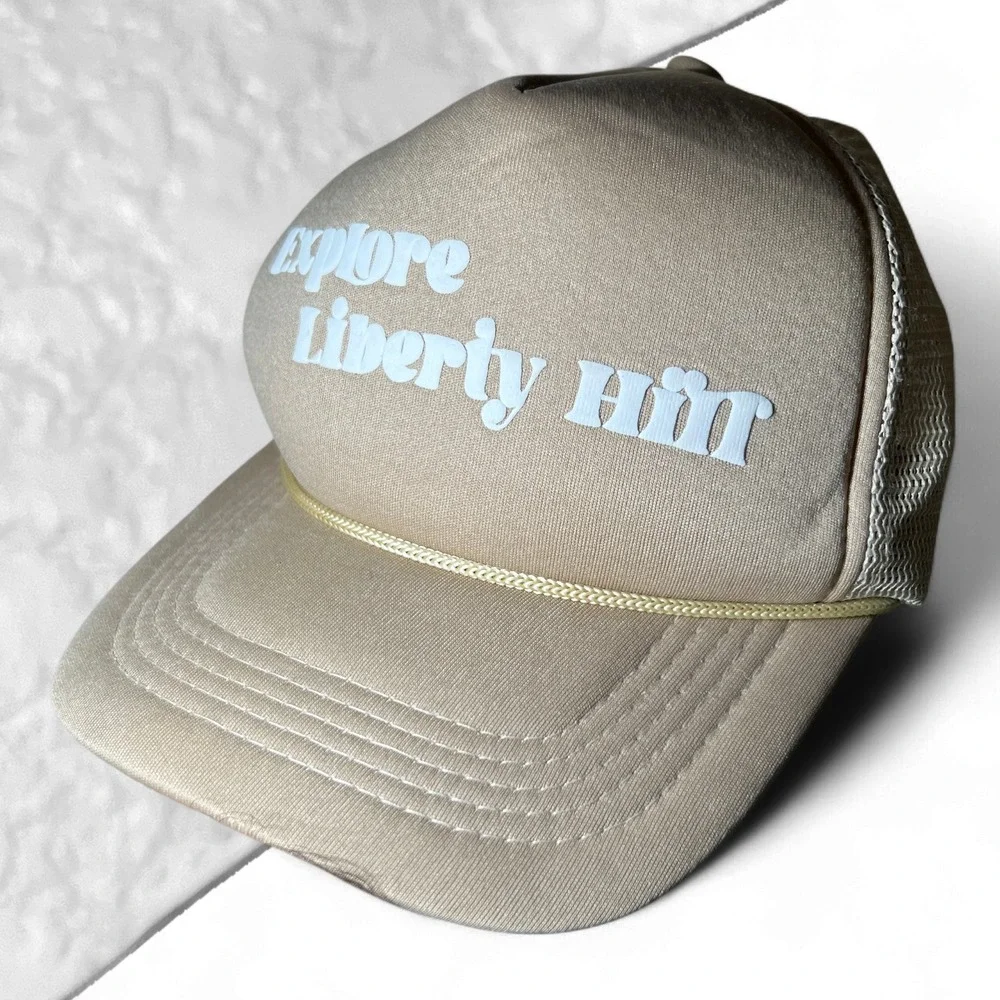 Explore Liberty Hill Texas Trucker Hat Mesh‎ Snapback Tan Roper Accent OSFA EUC